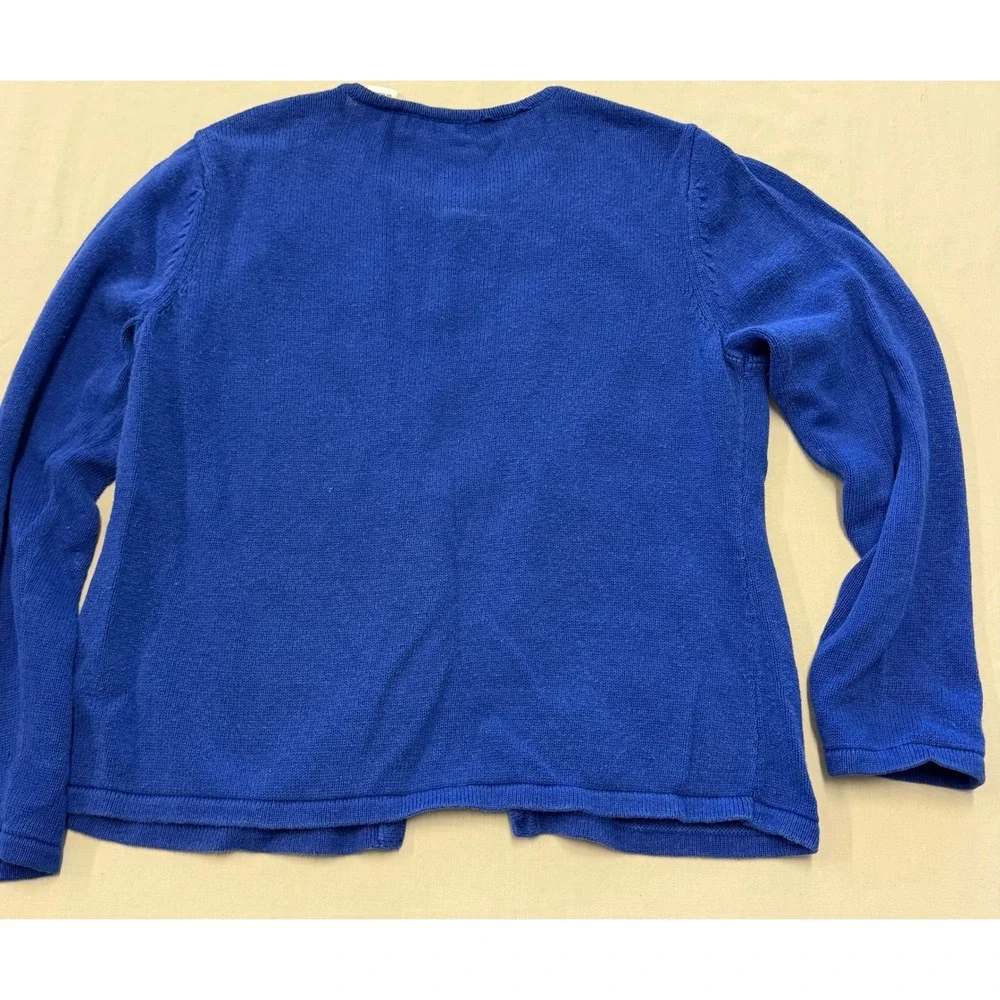 Isabella's Closet‎ Blue Snowman Snowflake Applique Cardigan Sweater Women's L